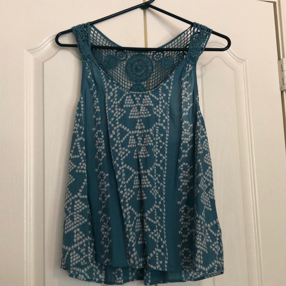 Aqua Tank Top with Crochet back​
